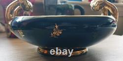 Antique Royal Vienna Alexandra Works Cobalt Blue Double Handled Footed Bowl