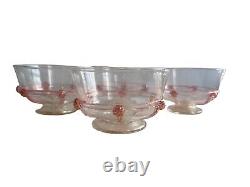 Antique Salvaiti Venetian Gold Avventurina Cranberry Laced Murano Glass Bowls 4