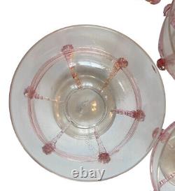 Antique Salvaiti Venetian Gold Avventurina Cranberry Laced Murano Glass Bowls 4