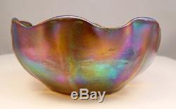 Antique Signed LCT Louis Comfort Tiffany & Co Gold Favrile 5 Ruffled Rim Bowl