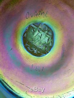 Antique Signed Steuben Aurene Iridescent Glass Centerpiece Bowl Carder 2851