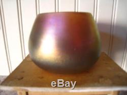 Antique Signed Steuben Gold Aurene American Iridescent Art Glass 3 Vase/Bowl