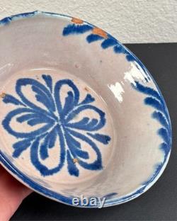 Antique Spanish Fajalauza Ceramic Bowl Glazed Faience 19th C. Faience Lebrillo