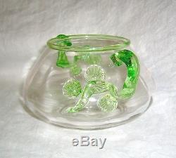 Antique Steuben Art Glass Frederick Carder Mat-su-noke Green Clear Vase Bowl