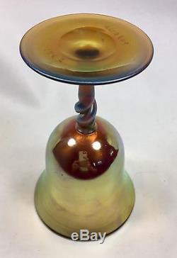 Antique Steuben Aurene Gold Iridescent 6 Rope Twisted Stem Goblet / Wine Glass