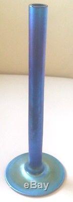 Antique Steuben Blue Aurene Stick-Bud Vase-Frederick Carder-Art Glass-Signed