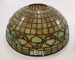 Antique TIFFANY STUDIOS Leaded Glass Geometric Acorn Lamp ca early 1900's Signed