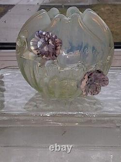 Antique Thomas And Webb Opalescent Vaseline Glass Rose Bowl