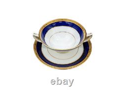 Antique Tiffany & Co Minton Cobalt Blue & Gold Cream Soup Bowls Set of 6