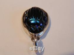 Antique Tiffany Favrile Art Glass Cobalt Blue Scarab Sterling Silver Pendant