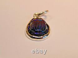 Antique Tiffany Favrile Art Glass Cobalt Blue Scarab Sterling Silver Pendant