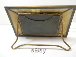 Antique Tiffany Studios Desk Set Bronze & Slag Glass Picture Frame Grape Vine