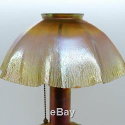 Antique Tiffany Studios Gold Favrile Glass Candlestick Table Lamp