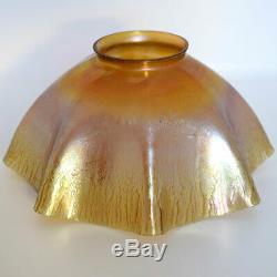 Antique Tiffany Studios Gold Favrile Glass Candlestick Table Lamp