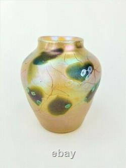 Antique Tiffany Studios Gold Favrile Glass Millefiori Vase ca1910