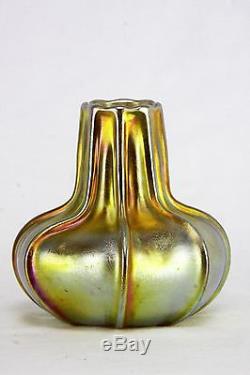 Antique Tiffany Studios Gold Favrile Vase