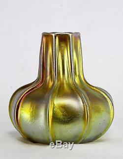 Antique Tiffany Studios Gold Favrile Vase