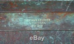 Antique Tiffany Studios Pine Needle Book Rack, Bronze & Glass, Stamped