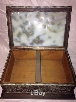 Antique Tiffany Studios Pine Needle Cigar Humidor RARE Slag Glass Box 9x6