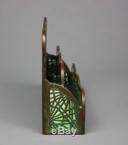 Antique Tiffany Studios Pine Needle Letter Rack, Bronze & Glass, Stamped