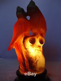 Antique Tiffin Love Bird Lamp