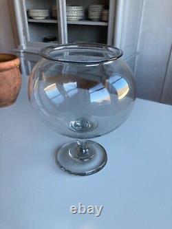 Antique Victorian Hand Blown Glass Pedestal Leech Bowl Large