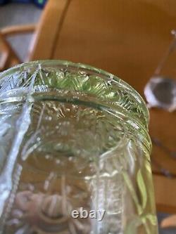 Antique Victorian Uranium Glass Pickle Caster Complete Vaseline Glass & Silver