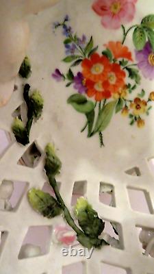 Antique Von Schierholz Dresden German Porcelain 10x10x7 Cherub Bowl Vase Basket