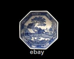 Antique WEDGEWOOD Fallow Deer Staffordshire Blue Transferware Octagonal Bowl