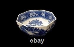 Antique WEDGEWOOD Fallow Deer Staffordshire Blue Transferware Octagonal Bowl