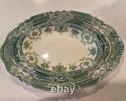 Antique WEDGWOOD England RALEIGH Pattern Platters Set of 5 Green Transferware