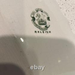 Antique WEDGWOOD England RALEIGH Pattern Platters Set of 5 Green Transferware