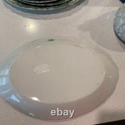 Antique WEDGWOOD England RALEIGH Pattern Platters Set of 5 Green Transferware