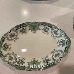 Antique WEDGWOOD England RALEIGH Pattern Platters Set of 5 Green Transferware