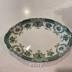 Antique WEDGWOOD England RALEIGH Pattern Platters Set of 5 Green Transferware