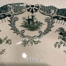 Antique WEDGWOOD England RALEIGH Pattern Platters Set of 5 Green Transferware