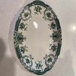 Antique WEDGWOOD England RALEIGH Pattern Platters Set of 5 Green Transferware