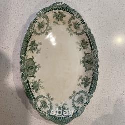 Antique WEDGWOOD England RALEIGH Pattern Platters Set of 5 Green Transferware