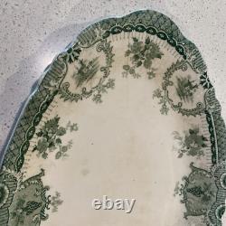 Antique WEDGWOOD England RALEIGH Pattern Platters Set of 5 Green Transferware
