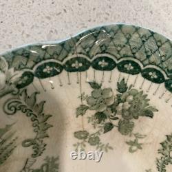 Antique WEDGWOOD England RALEIGH Pattern Platters Set of 5 Green Transferware