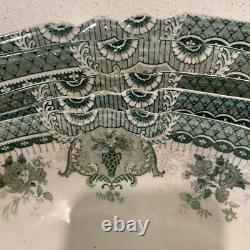 Antique WEDGWOOD England RALEIGH Pattern Platters Set of 5 Green Transferware