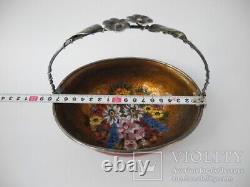 Antqiue Vase Candy Bowl Haro Bosch Silver Painted Enamel Basket Handel Rare 20th