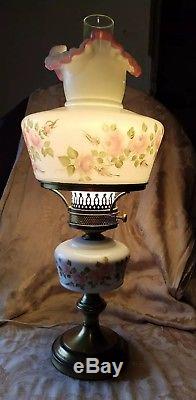 Apple Blossom, Fenton Glass Lamp, Electric, Works Hand Painted, Signed, Rare