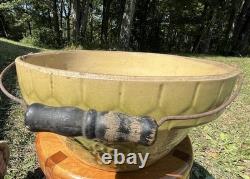 Apricot & Honeycomb Yellow Ware Milk Bowl with Bail Handle Farmhouse #10 Antique