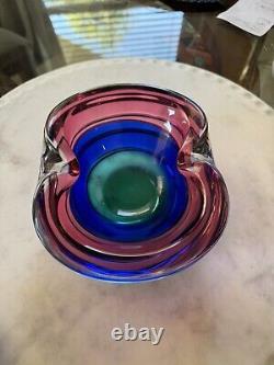 Archimedes Seguso Murano Glass Sommerso Bowl Pink Blue Green