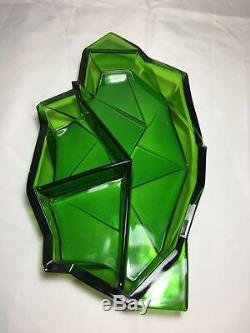 Art Deco Consolidated Ruba Rombic Art Glass Jungle Green Nut Dish