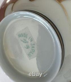 Art Deco Seven Lucky Cranes Pink & Black Tea Cup & Saucer Antique Rare China