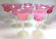 Art Deco Ten Rare Steuben Glass Rosaline & Alabaster Twisted Tullip Wine Glasses