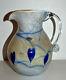 Art Glass Blenko #6 Heart and Vine Pitcher cased glass with Midnight blue Hearts