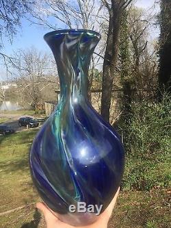 Art Glass Blenko #9 Vase #1511 marbled colors swirling AMAZING VASE